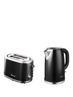 Swan Kettle And 2-Slice Toaster Pack - Black